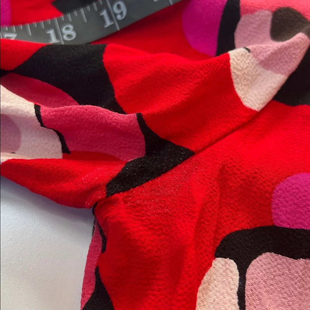 Kate Spade shirt New York Long Sleeve Deco Colorful statement‎ bold Rose Peplum